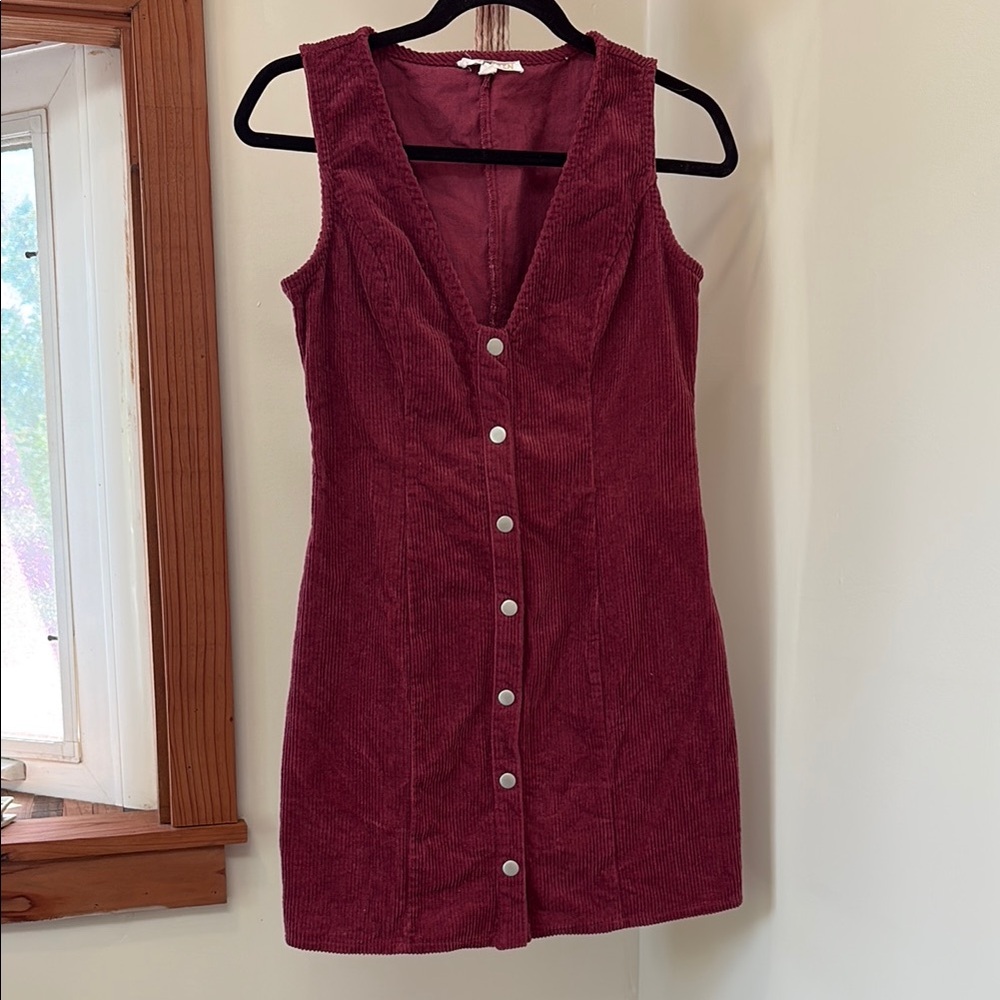 Elegant Burgundy Corduroy Dress